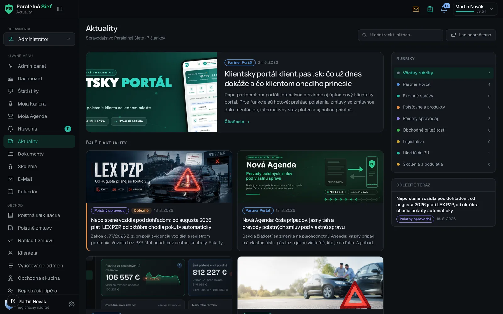 Partnerský portál - aktuality a interné spravodajstvo